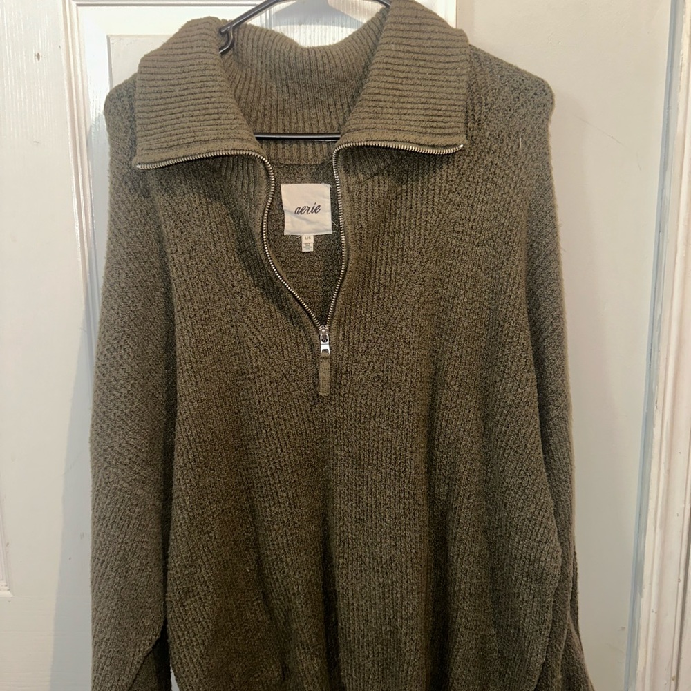 Aerie Olive Green Knit Sweater